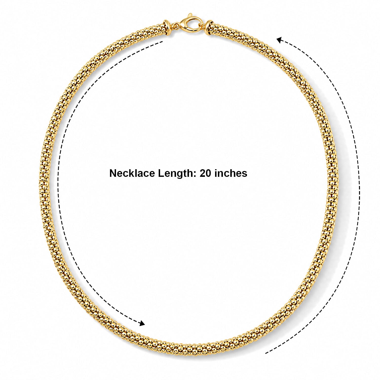 La Bella Italian Popcorn Chain Necklace in 14K Yellow Gold Over Sterling Silver 22.38 Grams 20-22 Inches