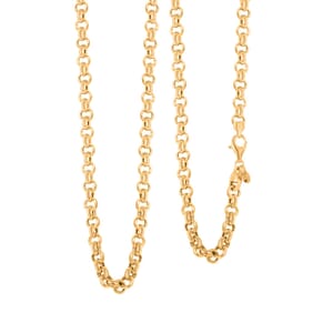 Italian La Bella Rolo Chain Necklace in 14K Yellow Gold Over Sterling Silver 22 Inches 24.25 Grams