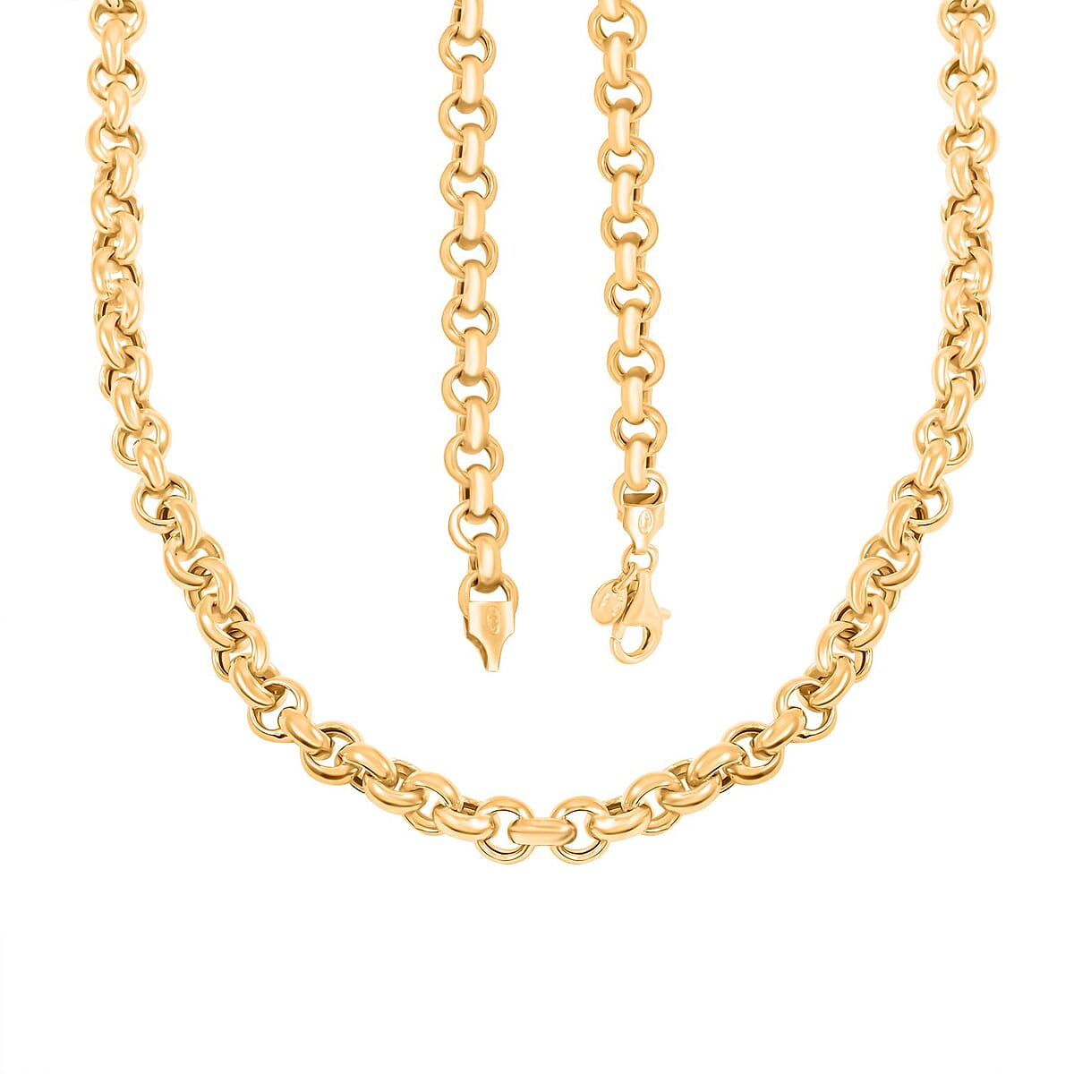 Italian La Bella Rolo Chain Necklace in 14K Yellow Gold Over Sterling Silver 22 Inches 24.25 Grams image number 3