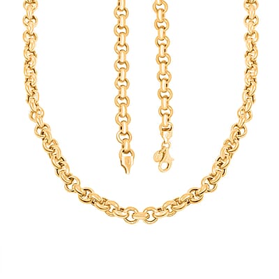 Italian La Bella Rolo Chain Necklace in 14K Yellow Gold Over Sterling Silver 22 Inches 24.25 Grams