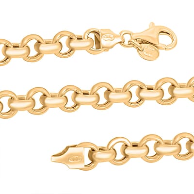 Italian La Bella Rolo Chain Necklace in 14K Yellow Gold Over Sterling Silver 22 Inches 24.25 Grams