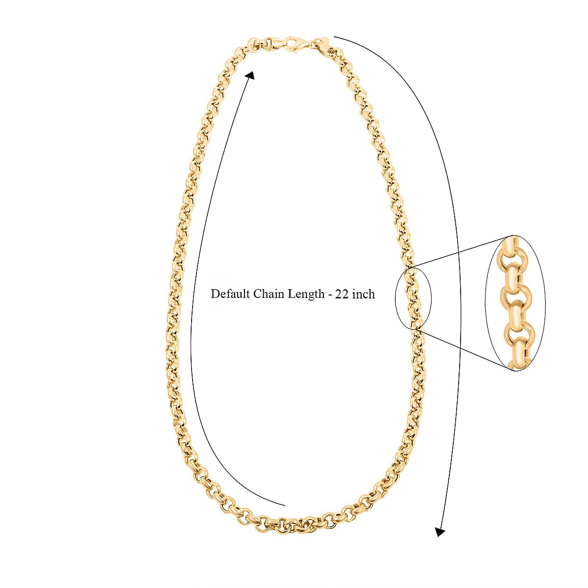 Italian La Bella Rolo Chain Necklace in 14K Yellow Gold Over Sterling Silver 22 Inches 24.25 Grams image number 5