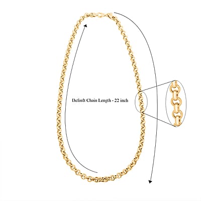 Italian La Bella Rolo Chain Necklace in 14K Yellow Gold Over Sterling Silver 22 Inches 24.25 Grams