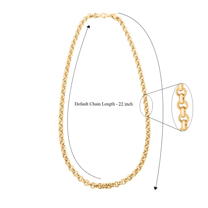 Italian La Bella Rolo Chain Necklace in 14K Yellow Gold Over Sterling Silver 22 Inches 24.25 Grams