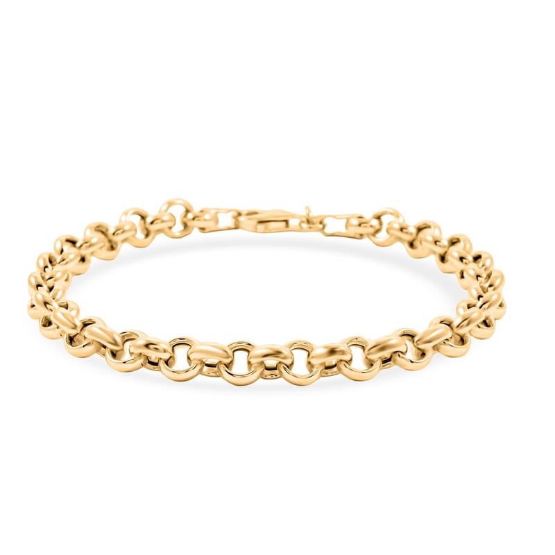 Italian La Bella Sterling Silver Rolo Chain Bracelet (8.00 In) (9.06 g) YG