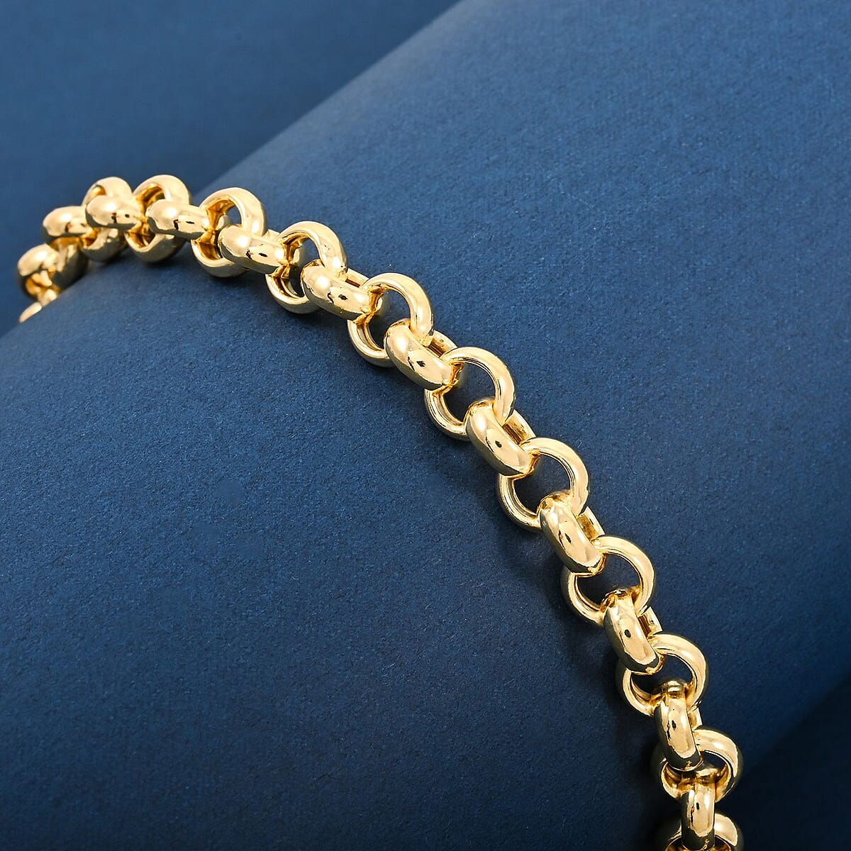 Italian La Bella Sterling Silver Rolo Chain Bracelet (8.00 In) (9.06 g) YG image number 1