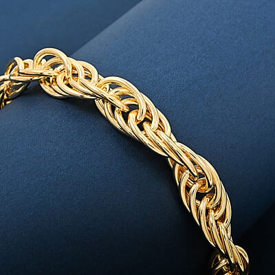 Italian La Bella Fantasia Chain Bracelet in 14K Yellow Gold Over Sterling Silver (8.00 In) 18.37 Grams