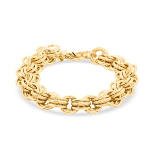Italian La Bella Sterling Silver Fantasia Chain Bracelet (8.00 In) (22.13 g) YG