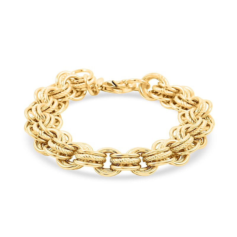 Italian La Bella Sterling Silver Fantasia Chain Bracelet (8.00 In) (22.13 g) YG