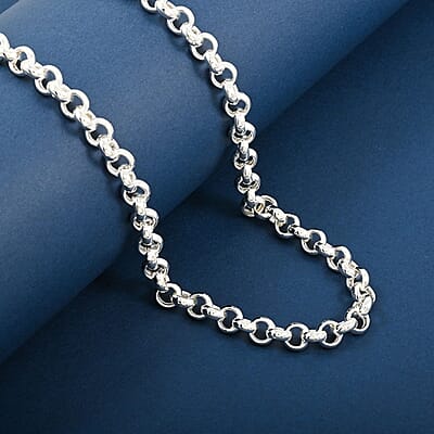 Italian La Bella Rolo Chain Necklace in Sterling Silver 24.81 Grams 22 Inches