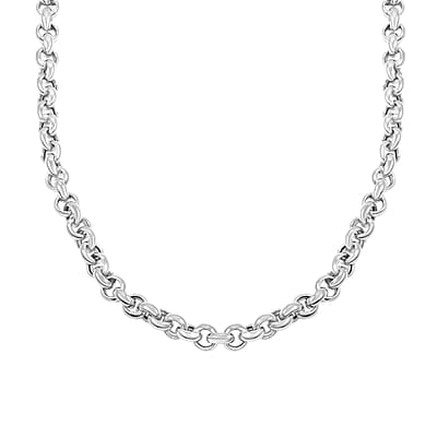 Italian La Bella Rolo Chain Necklace in Sterling Silver 24.81 Grams 22 Inches