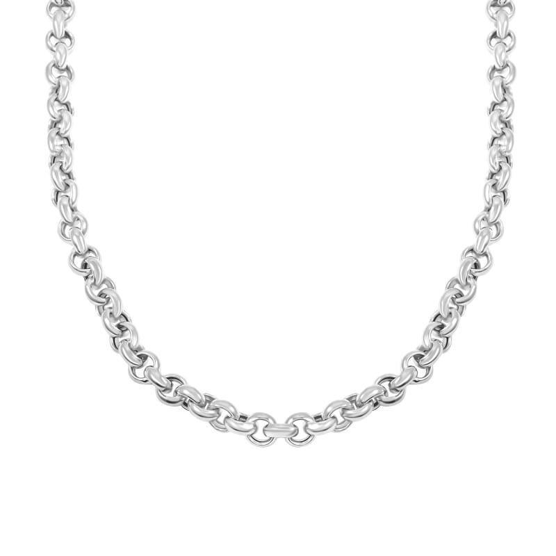 Italian La Bella Rolo Chain Necklace in Sterling Silver 24.81 Grams 22 Inches