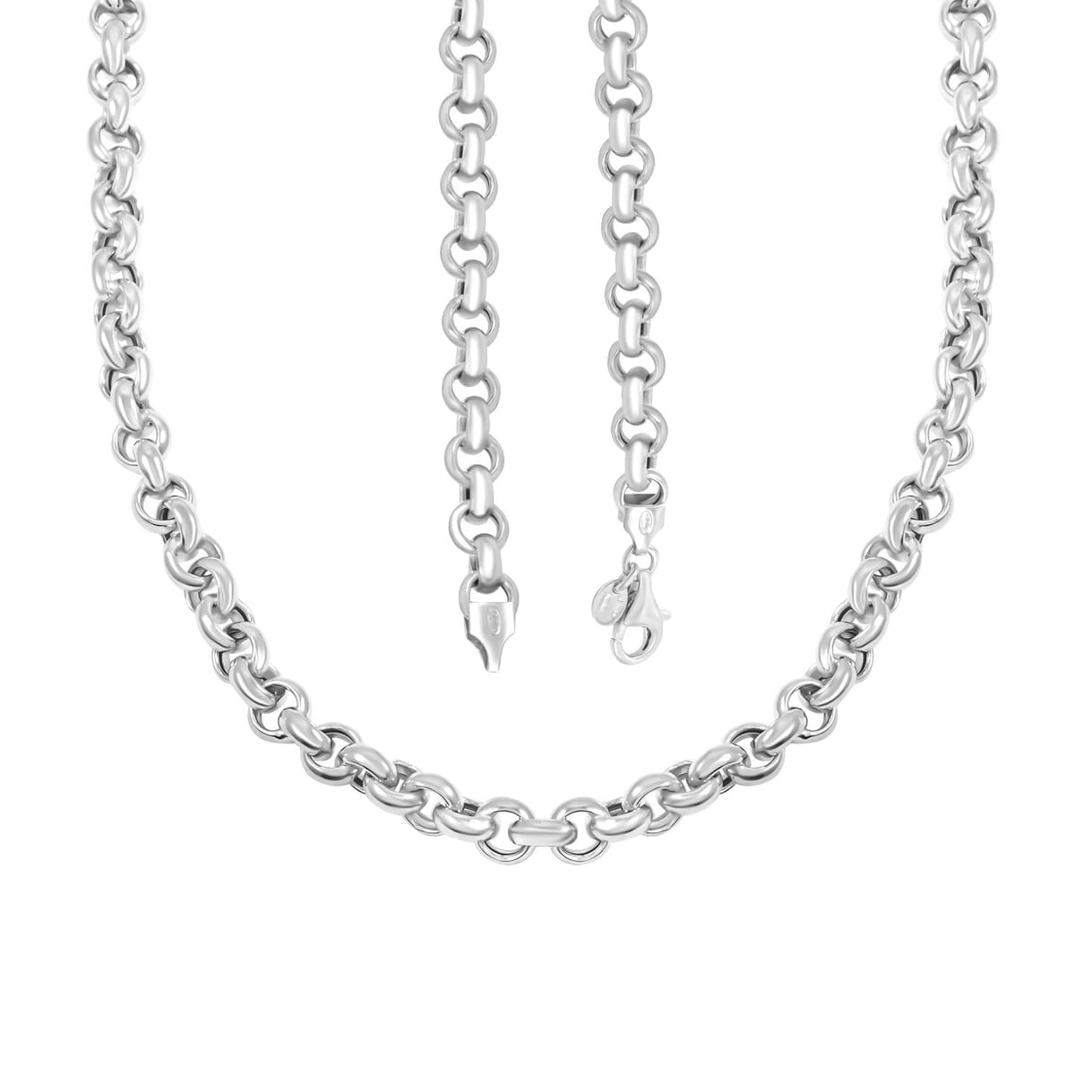 Italian La Bella Rolo Chain Necklace in Sterling Silver 24.81 Grams 22 Inches image number 3