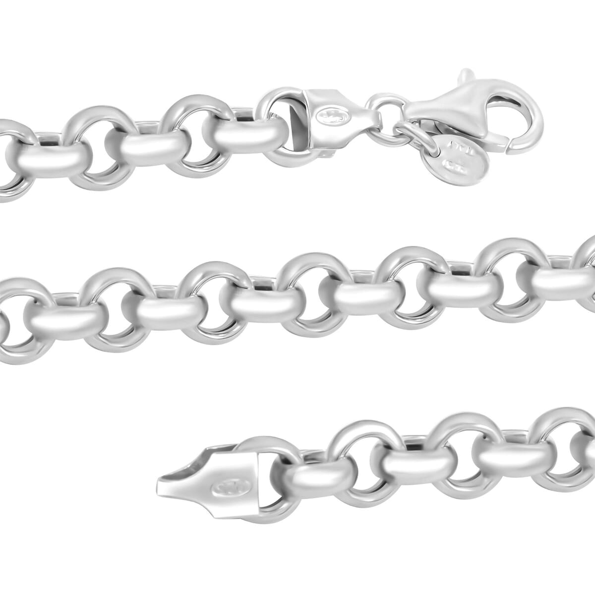 Italian La Bella Rolo Chain Necklace in Sterling Silver 24.81 Grams 22 Inches image number 4