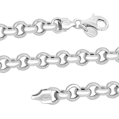 Italian La Bella Rolo Chain Necklace in Sterling Silver 24.81 Grams 22 Inches