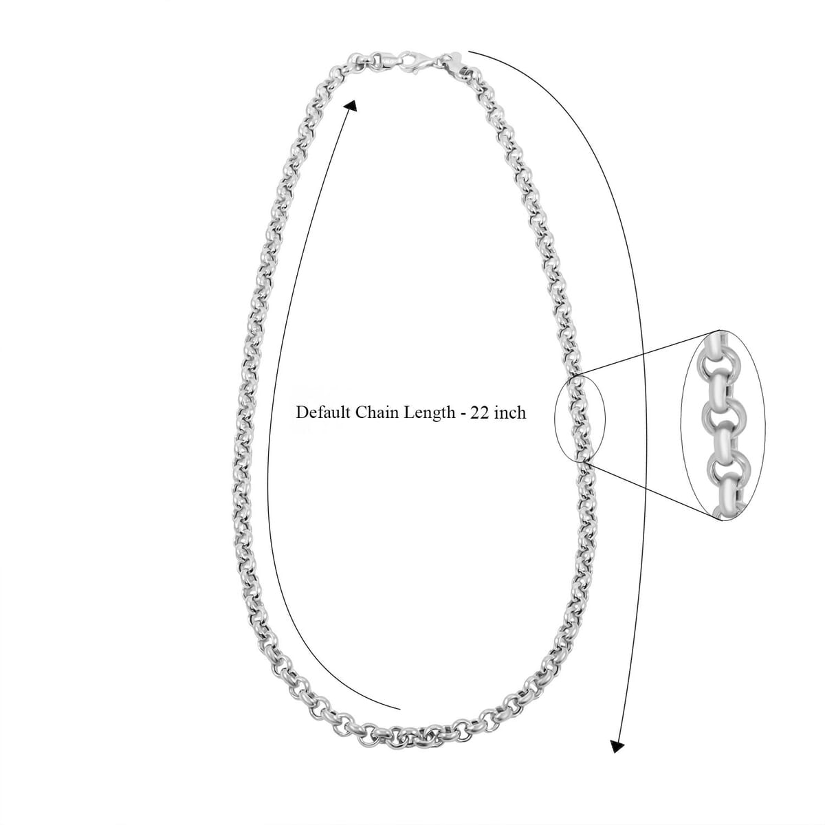 Italian La Bella Rolo Chain Necklace in Sterling Silver 24.81 Grams 22 Inches image number 5