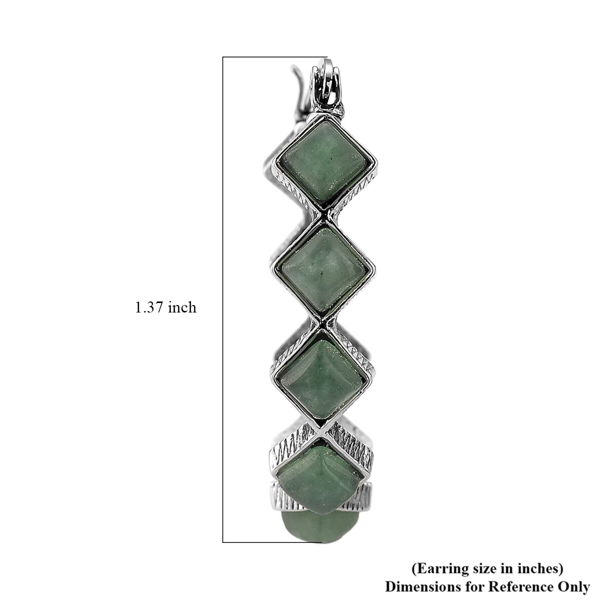 Green Aventurine 20 ctw Hoop Earrings in Silvertone image number 4