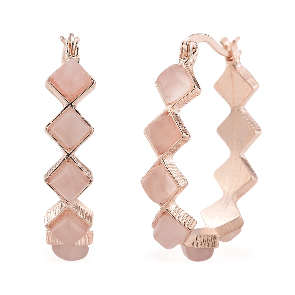 Galiea Rose Quartz 20.00 ctw Hoop Earrings in Rosetone  image number 0