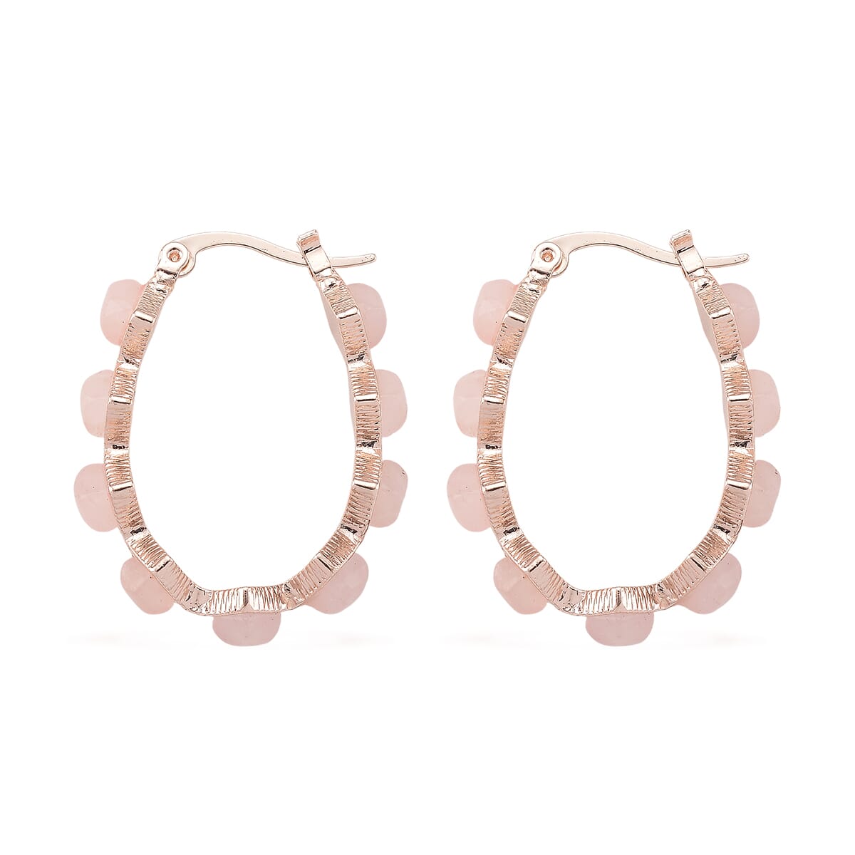 Galiea Rose Quartz 20.00 ctw Hoop Earrings in Rosetone  image number 3