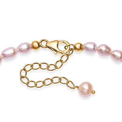 Freshwater Pearl Drop Shape Sun-Kissed Necklace in 18K Vermeil Yellow Gold Over Sterling Silver 18 Inches