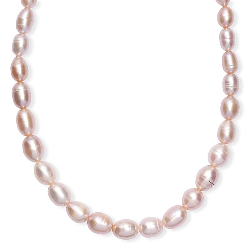 Freshwater Pearl Rice Shape Necklace in 18K Vermeil Yellow Gold Over Sterling Silver 18 Inches