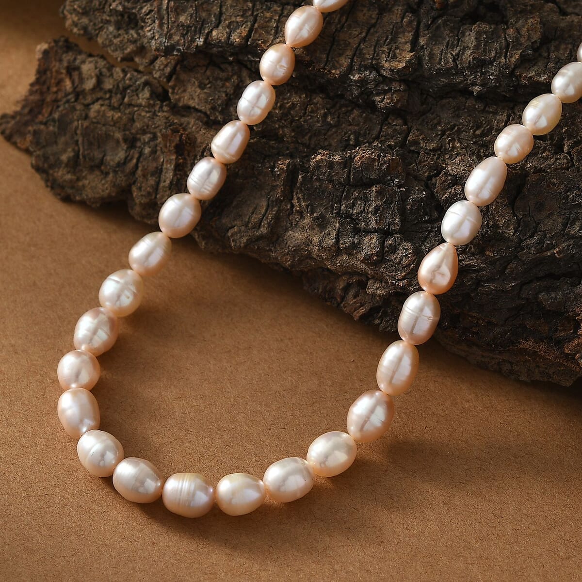 Freshwater Pearl Rice Shape Necklace in 18K Vermeil Yellow Gold Over Sterling Silver 18 Inches image number 1