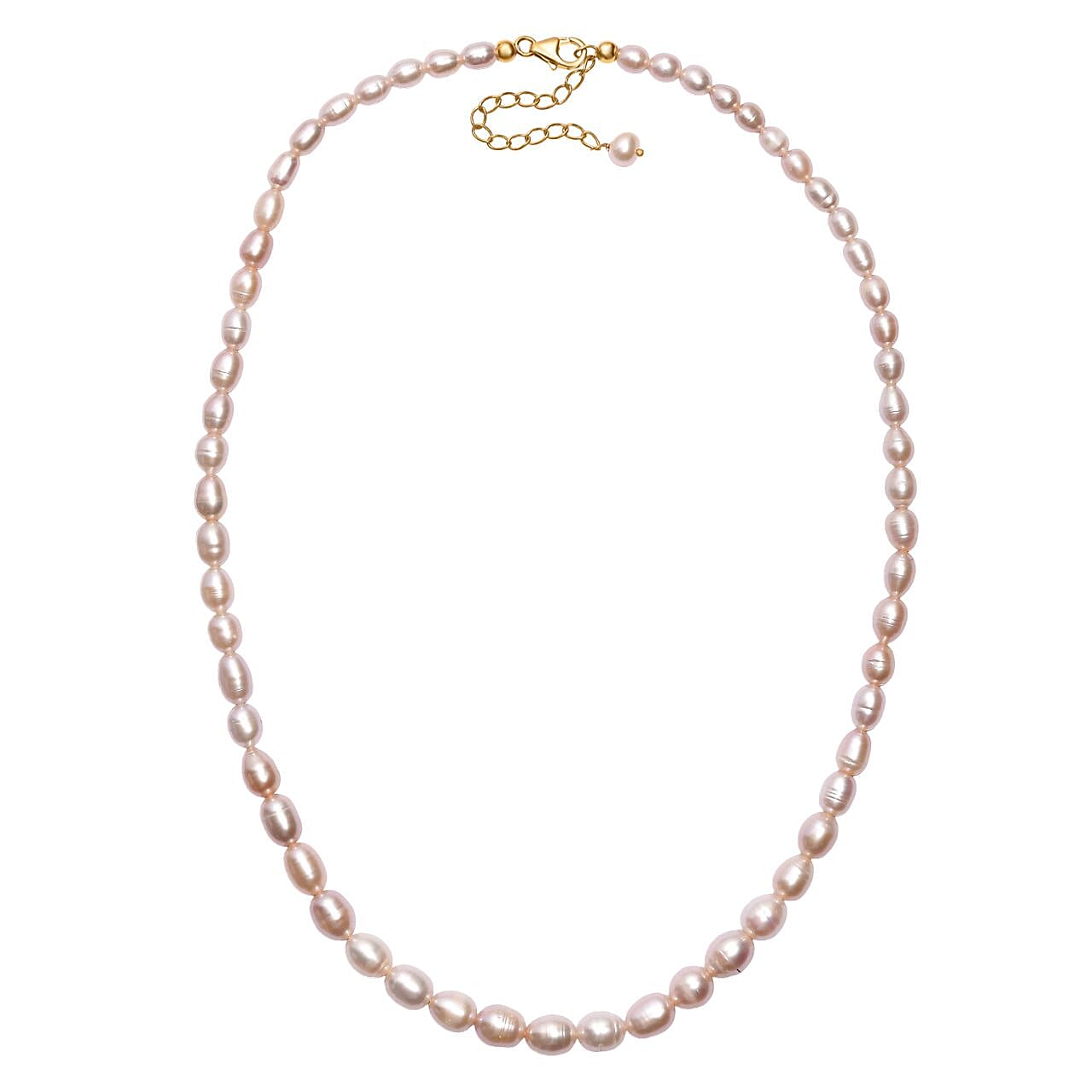 Freshwater Pearl Rice Shape Necklace in 18K Vermeil Yellow Gold Over Sterling Silver 18 Inches