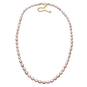 Freshwater Pearl Rice Shape Necklace in 18K Vermeil Yellow Gold Over Sterling Silver 18 Inches