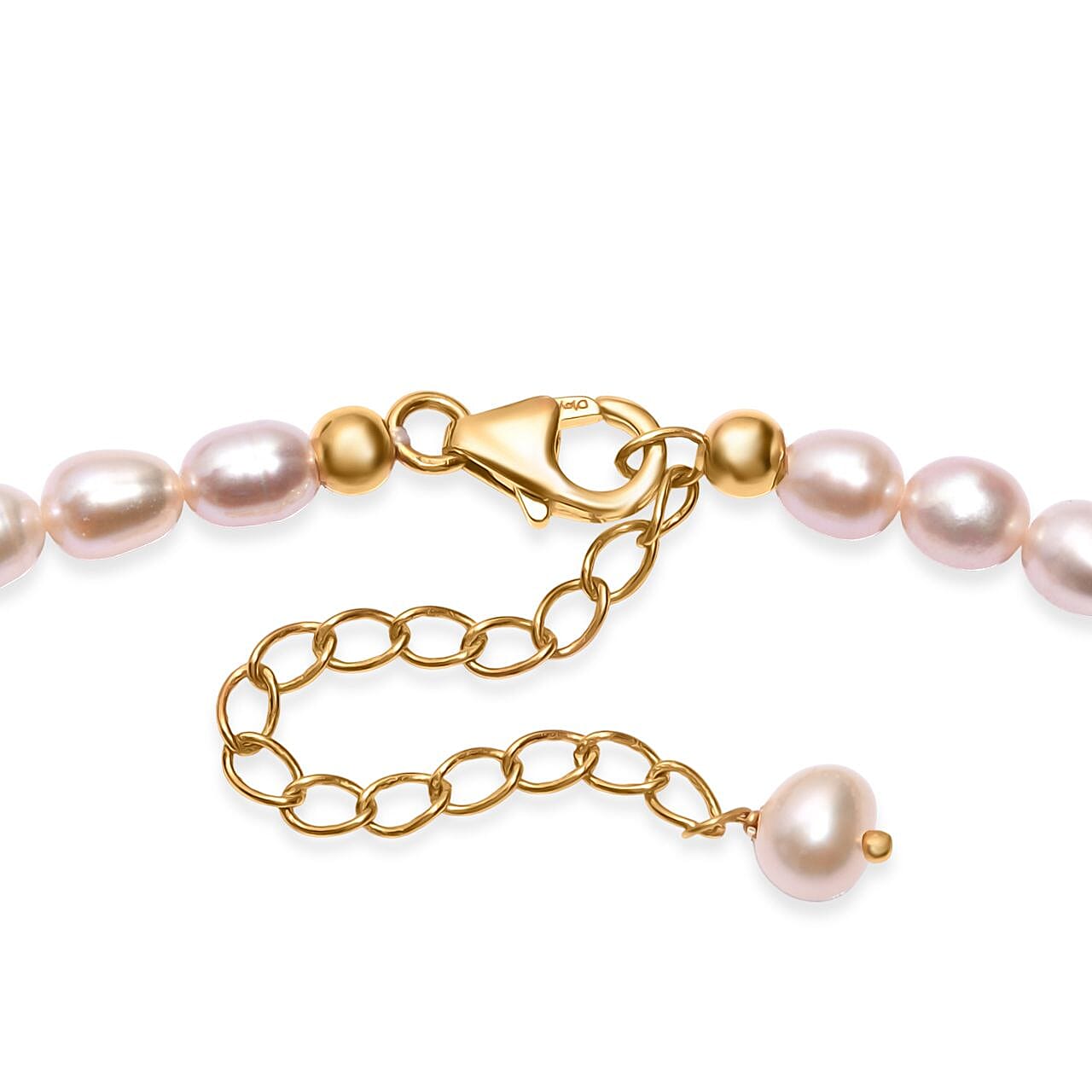 Freshwater Pearl Rice Shape Necklace in 18K Vermeil Yellow Gold Over Sterling Silver 18 Inches