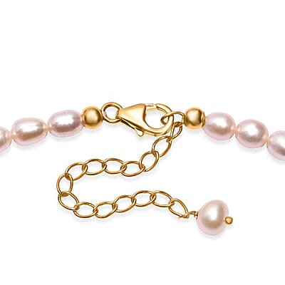 Freshwater Pearl Rice Shape Necklace in 18K Vermeil Yellow Gold Over Sterling Silver 18 Inches
