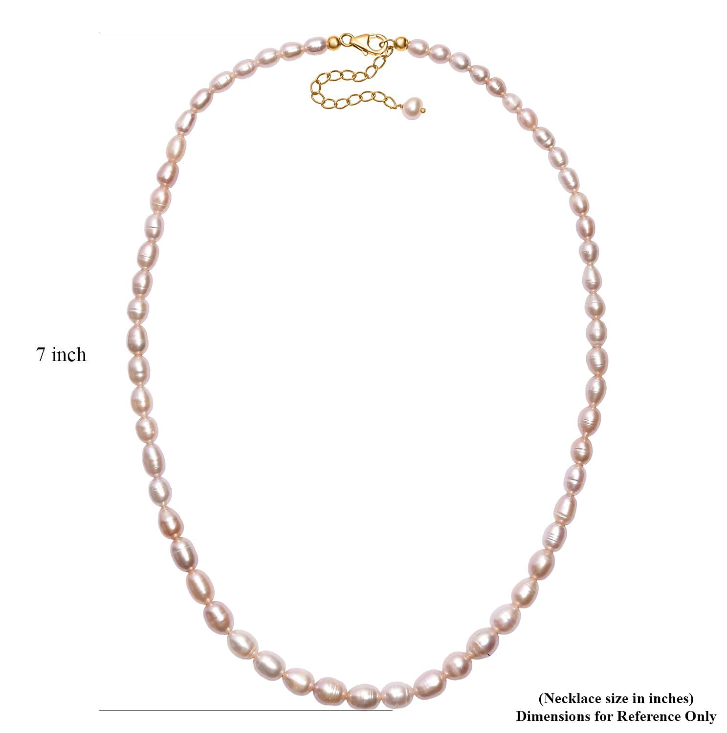 Freshwater Pearl Rice Shape Necklace in 18K Vermeil Yellow Gold Over Sterling Silver 18 Inches