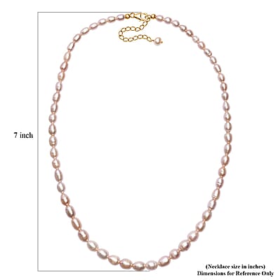 Freshwater Pearl Rice Shape Necklace in 18K Vermeil Yellow Gold Over Sterling Silver 18 Inches