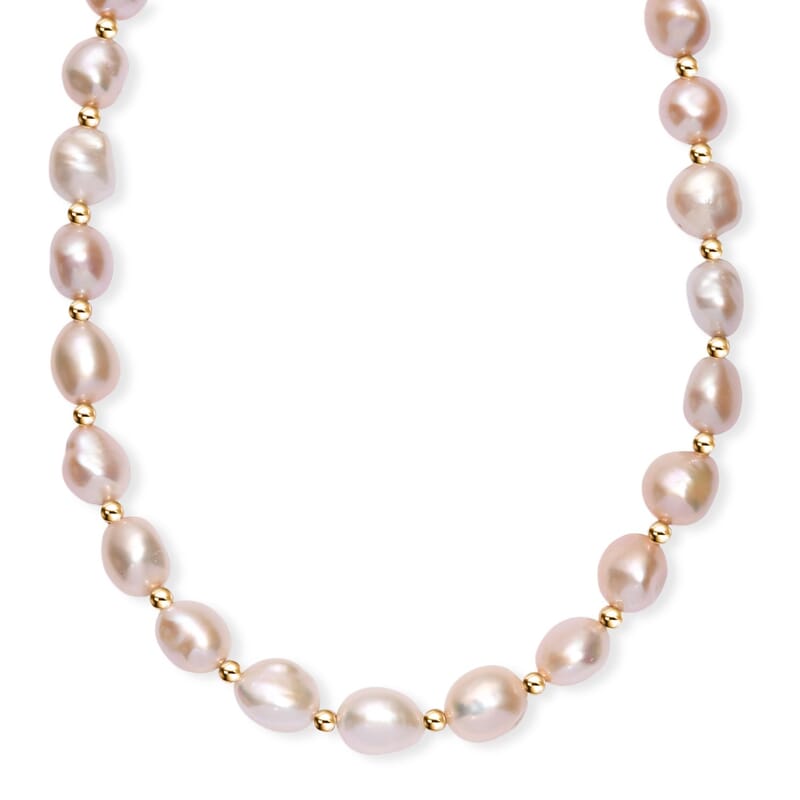 Freshwater Pearl Necklace in 18K Vermeil Yellow Gold Over Sterling Silver 18 Inches