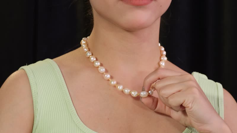 Freshwater Pearl Necklace in 18K Vermeil Yellow Gold Over Sterling Silver 18 Inches