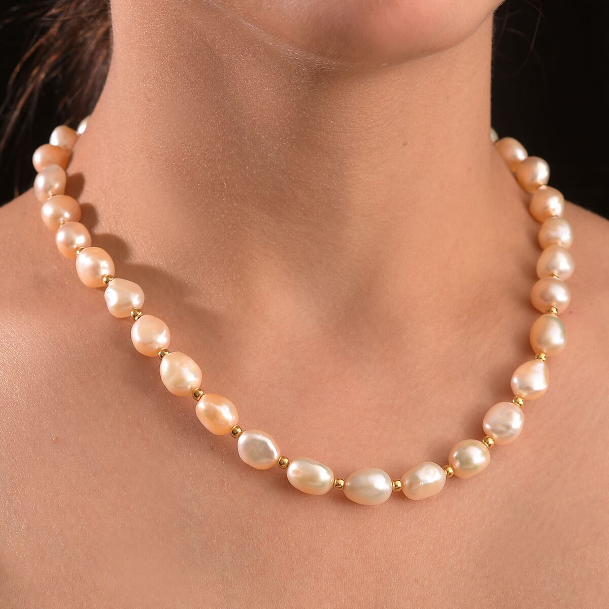 Freshwater Pearl Necklace in 18K Vermeil Yellow Gold Over Sterling Silver 18 Inches image number 2