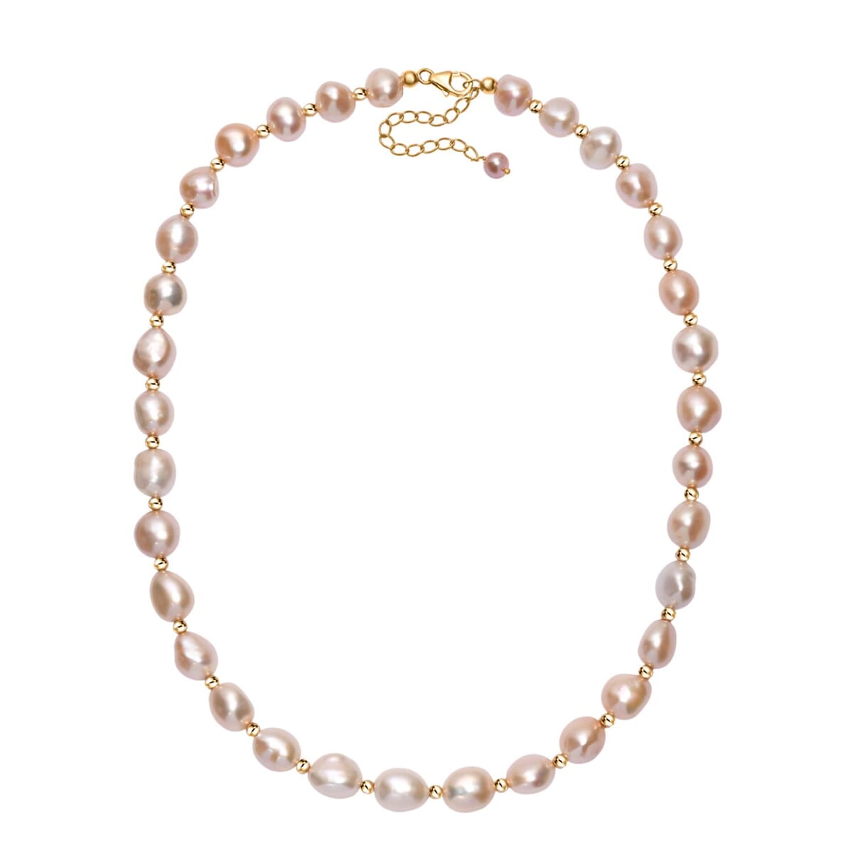 Freshwater Pearl Necklace in 18K Vermeil Yellow Gold Over Sterling Silver 18 Inches image number 3
