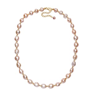 Freshwater Pearl Necklace in 18K Vermeil Yellow Gold Over Sterling Silver 18 Inches