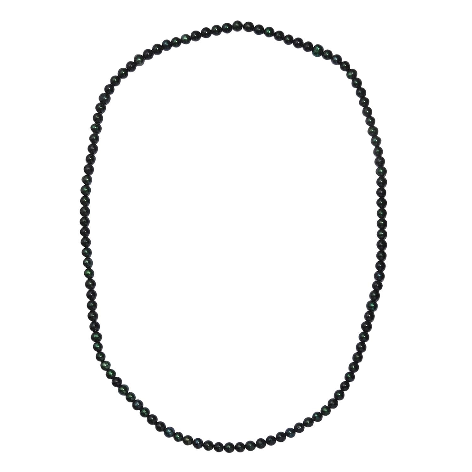 Green Dyed Pearl Endless Necklace 28 Inches
