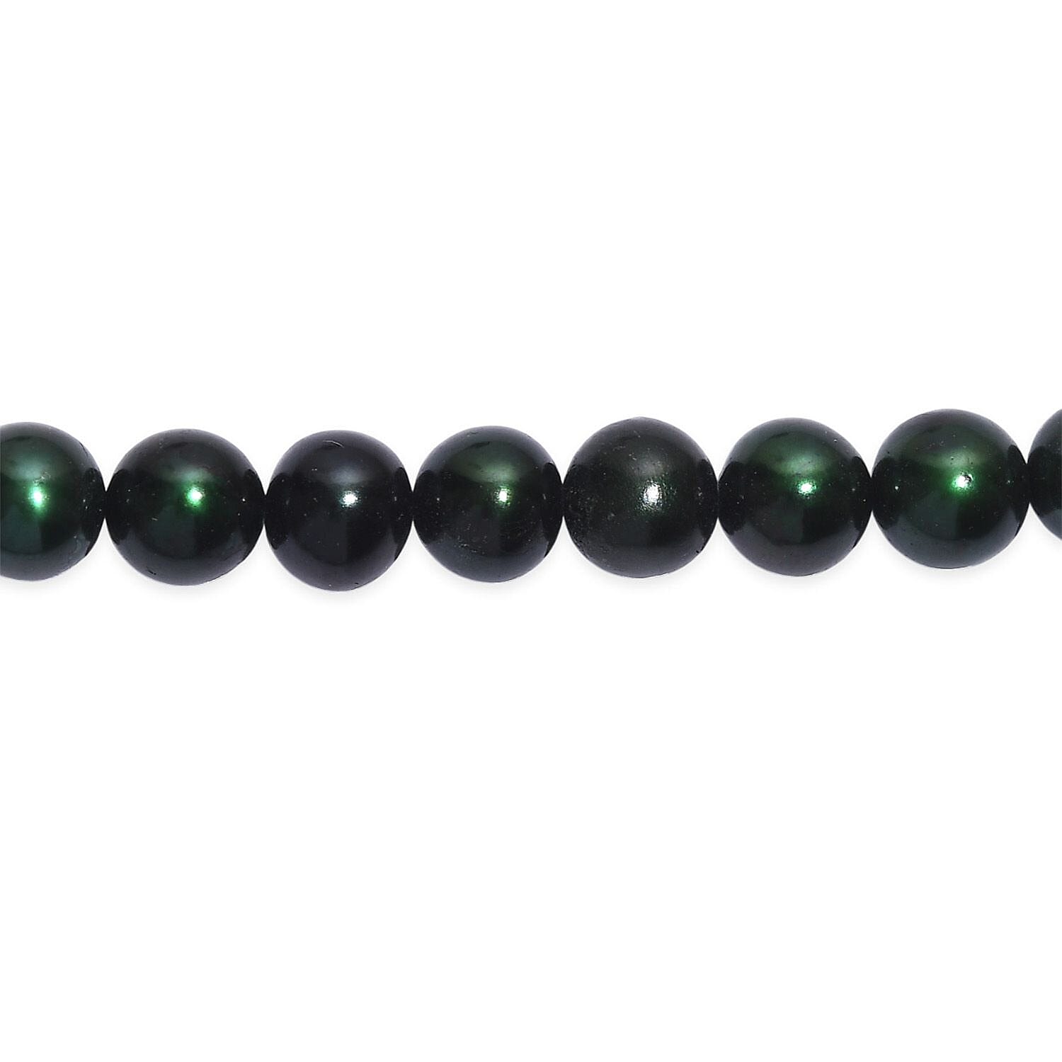 Green Dyed Pearl Endless Necklace 28 Inches