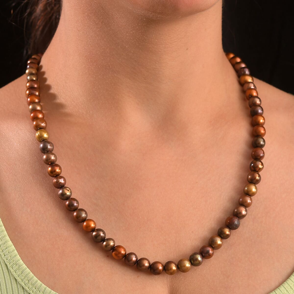 Bronze Dyed Pearl Endless Necklace (28 Inches) image number 2