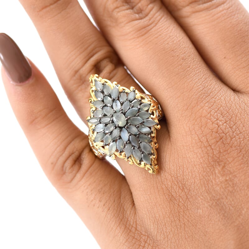 D'Joy Narsipatnam Alexandrite Victorian Era Ring in 18K Vermeil YG and Rhodium Over Sterling Silver 3.25 ctw (Size 6.0)