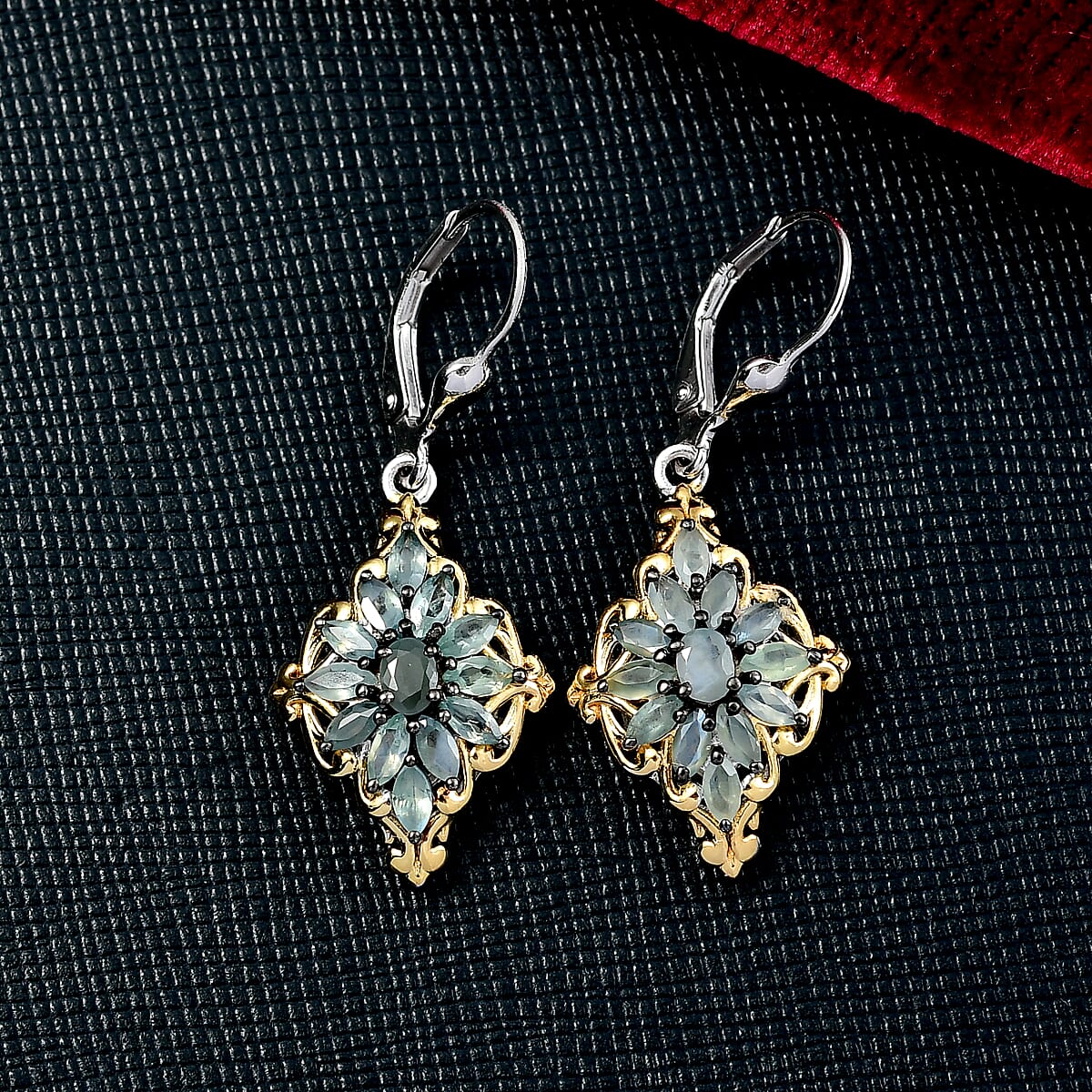 D'Joy Premium Narsipatnam Alexandrite 2.40 ctw Victorian Era Earrings in 18K Vermeil YG and Rhodium OverSterling Silver image number 1