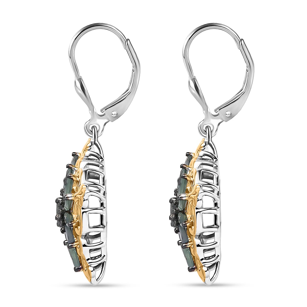 D'Joy Premium Narsipatnam Alexandrite 2.40 ctw Victorian Era Earrings in 18K Vermeil YG and Rhodium OverSterling Silver image number 3