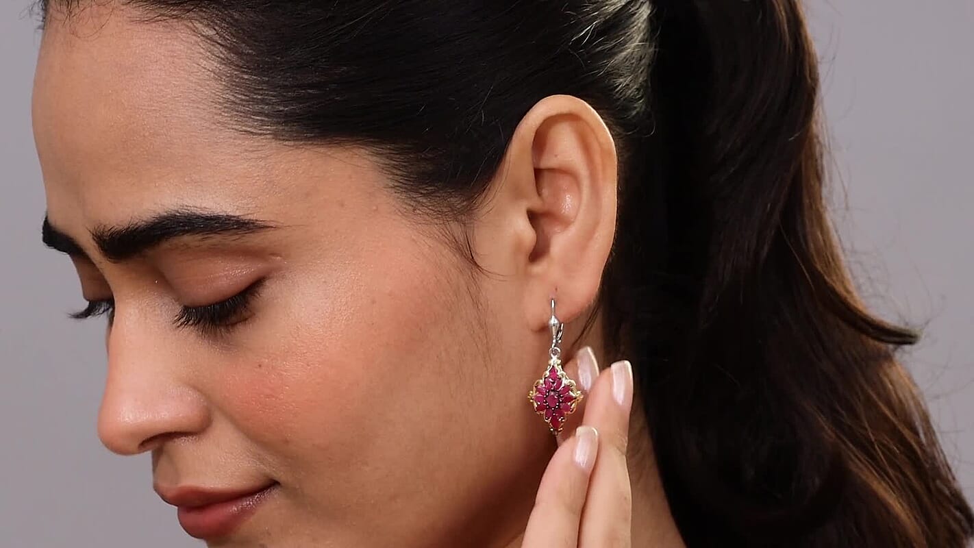 D'Joy Premium Tanzanite 2.70 ctw Victorian Era Earrings in 18K Vermeil YG and Rhodium Over Sterling Silver.