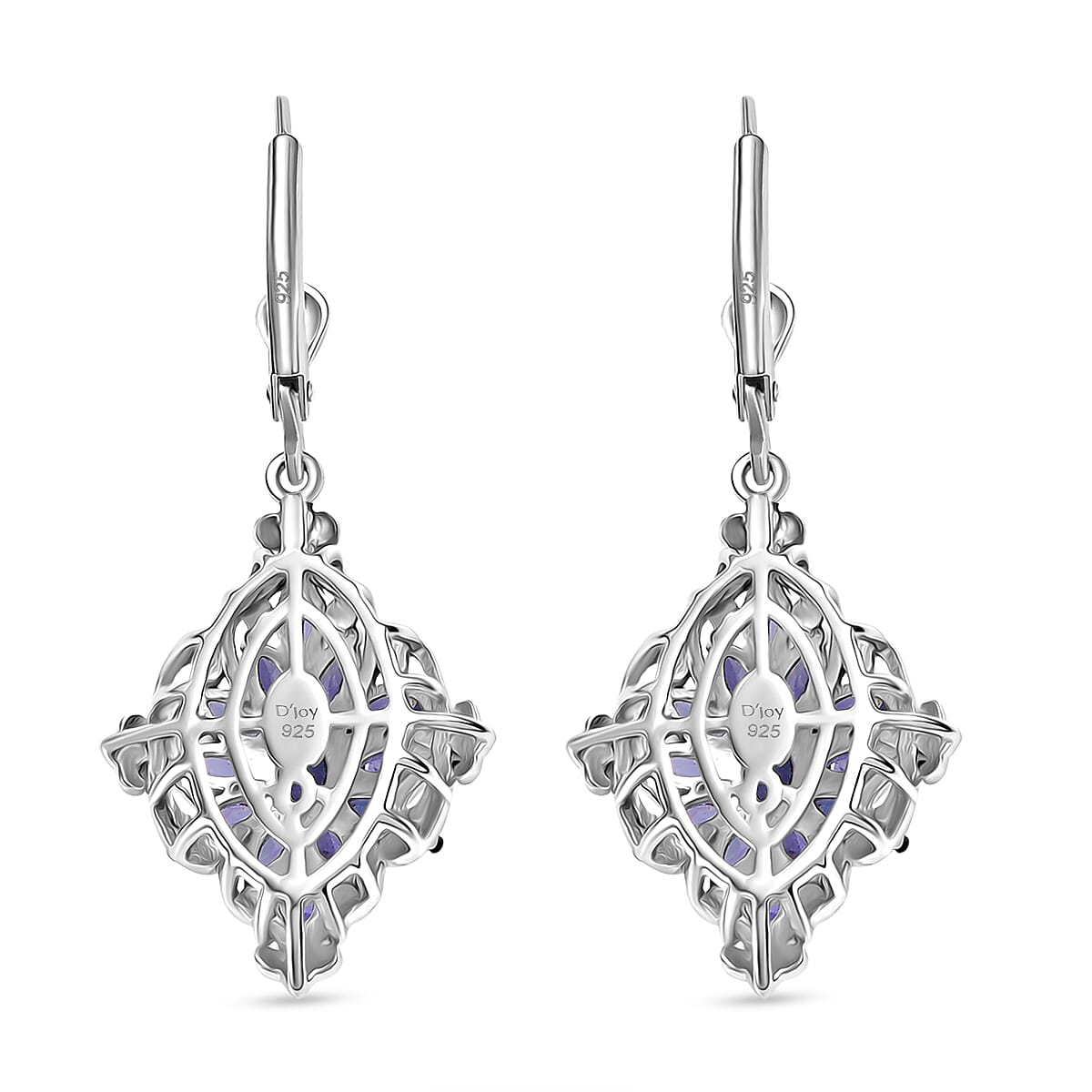 D'Joy Premium Tanzanite 2.70 ctw Cluster Earrings in 18K Vermeil YG and Rhodium Over Sterling Silver image number 4