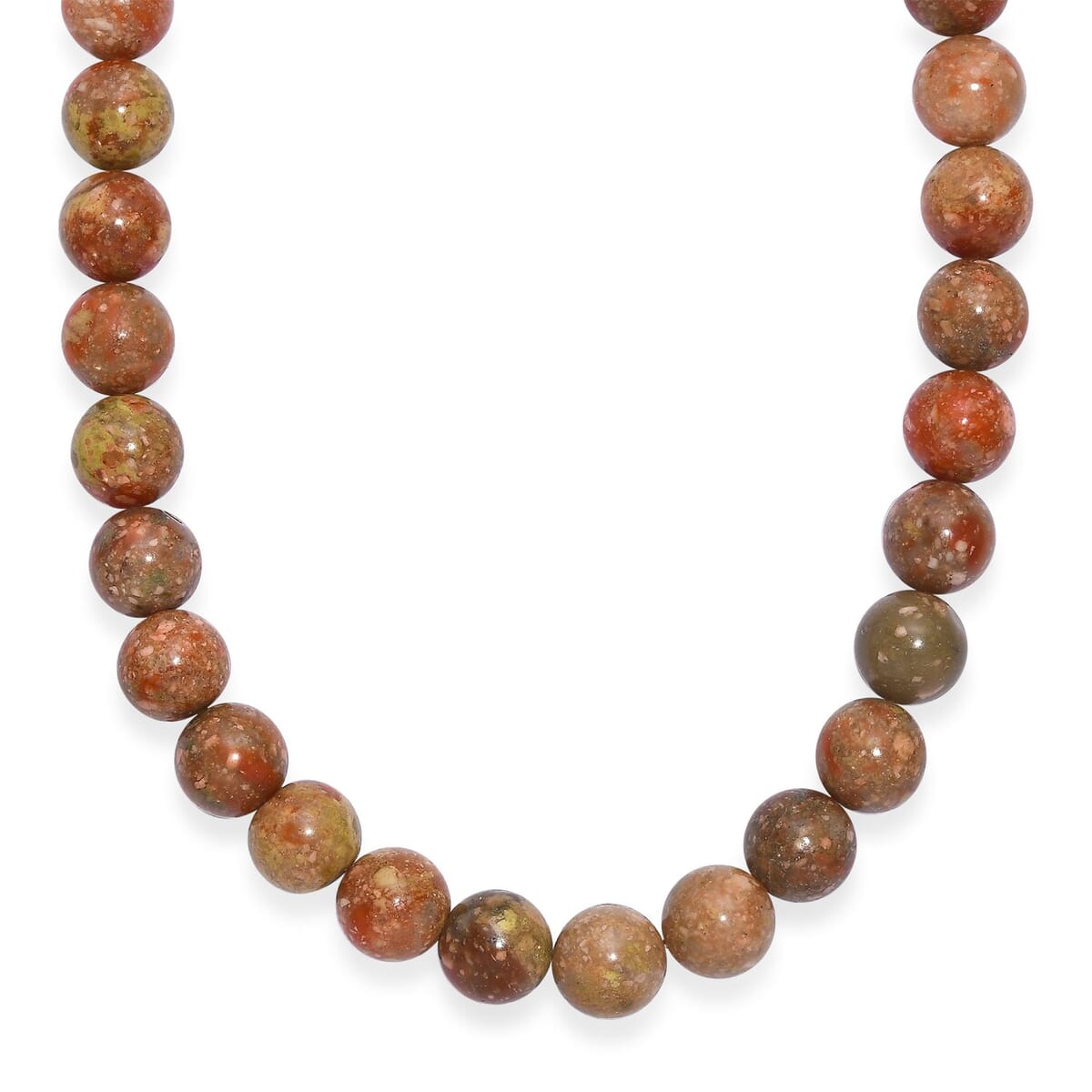Unakite 300.00 ctw Beaded Necklace in Platinum Bond 18 Inches image number 0