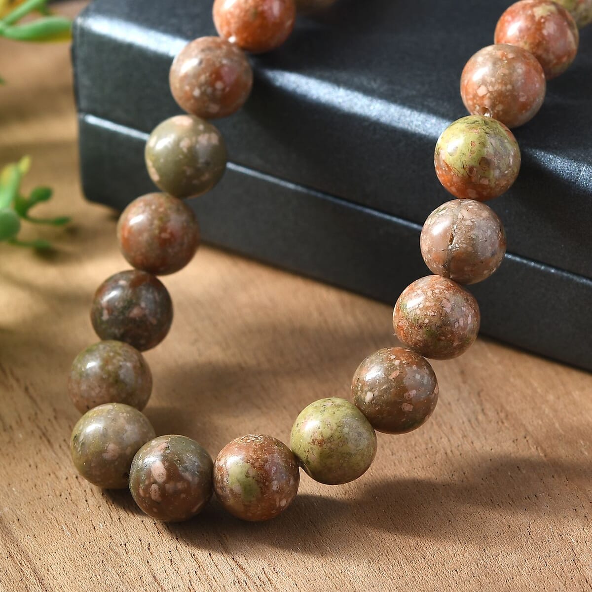 Unakite 300.00 ctw Beaded Necklace in Platinum Bond 18 Inches image number 1