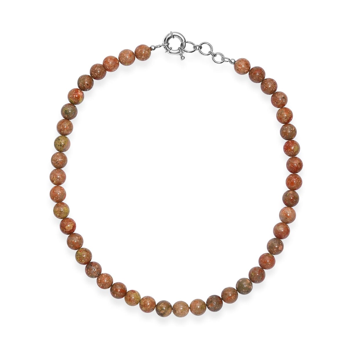 Unakite 300.00 ctw Beaded Necklace in Platinum Bond 18 Inches image number 3