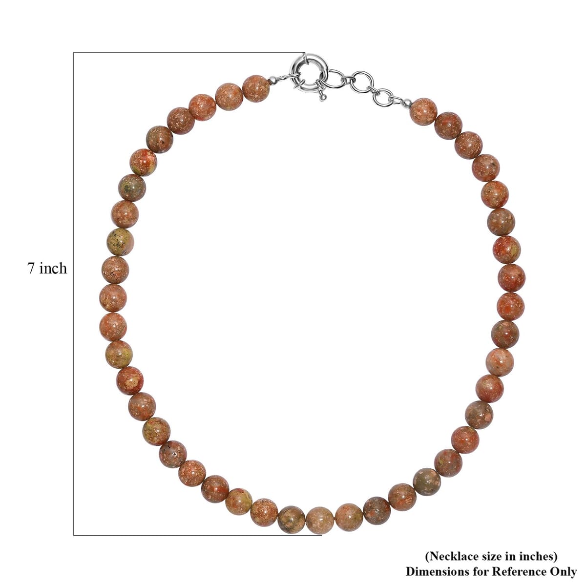 Unakite 300.00 ctw Beaded Necklace in Platinum Bond 18 Inches image number 5