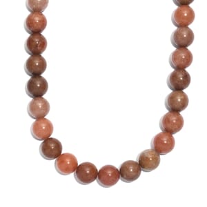 Peach Sunstone 300.00 ctw Beaded Necklace in Platinum Bond 18 Inches